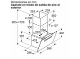 Campana decorativa - Bosch DWK67FN60, Serie 4, 4 velocidades, 768 m³/h, Home Connect, Motor Eco Silence, 59 cm, Cristal negro