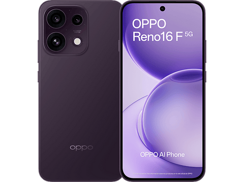 Móvil - OPPO Bundle Reno16 F, Púrpura Negro, 256 GB, 8 GB RAM, 6.57