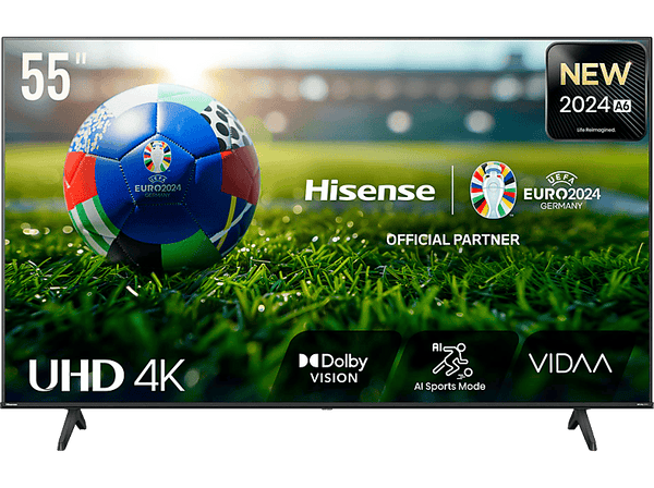 TV LED 55" - Hisense 55A6N, UHD 4K, Smart TV, HDR 10+, Dolby Vision, Control por Voz, Modo Juego, IA, Negro