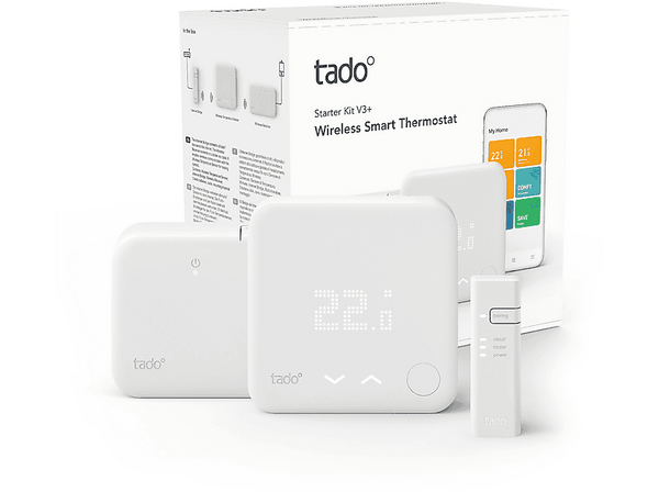 Termostato - Tado° Starter Kit V3 +, Conexión inalámbrica, iOS y Android, Amazon Alexa, Apple HomeKit, Blanco