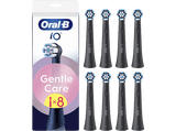 Recambio para cepillo dental - Oral-B iO Gentle Care, Pack de 8 unidades, Para encías sensibles, Negro