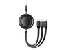 Cable USB - Baseus 3-en-1 Bright Mirror, Cable retráctil 110 cm, Carga rápida multidispositivo, USB-Lightning-Tipo-C-Micro, 66W, Negro
