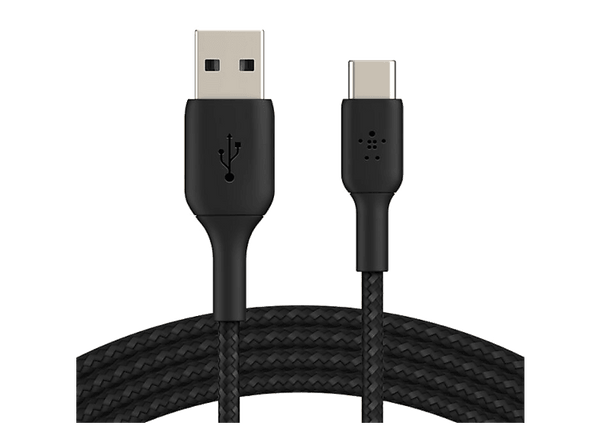 Cable USB - Belkin Cable trenzado USB-C a USB-A, 15 cm, 15 W, Compatibilidad Universal, Negro