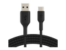 Cable USB - Belkin Cable trenzado USB-C a USB-A, 15 cm, 15 W, Compatibilidad Universal, Negro