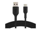 Cable USB - Belkin Cable trenzado USB-C a USB-A, 15 cm, 15 W, Compatibilidad Universal, Negro
