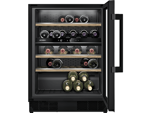 Vinoteca - Siemens KU21WAHG0, 3 glass panels, UV-filter, 44 botellas, 120 l, Negro