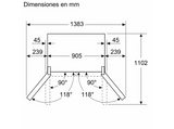 Frigorífico americano - Bosch KFN96VPEA, No Frost, 183 cm, 605 l, Sistema MultiAir Flow, Capacidad XXL ancho especial 90 cm, Acero Inox