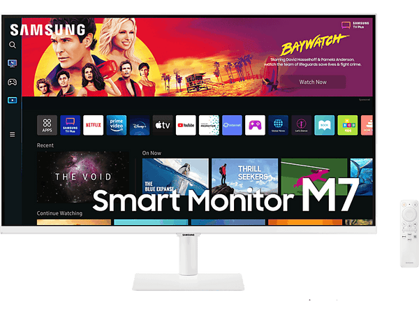 Monitor - Samsung Smart Monitor M7 LS32BM701UPXEN, 32", UHD 4K, 4 ms, 60 Hz, Puerto USB, WiFi,  Bluetooth, Blanco