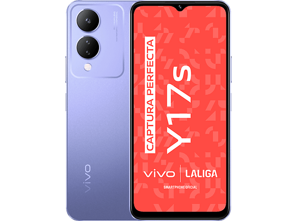 Móvil - vivo Y17s, Glitter Purple, 128 GB, 6 GB RAM, 6.56" HD+, MediaTek Helio G85, 5000 mAh, Dual SIM, Android