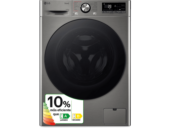 Lavadora secadora - LG F4DR7009AGS, Serie 700, 9 kg/6 kg, 1400 rpm, 14 programas, Inox antihuellas