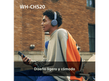 Auriculares inalámbricos - Sony WH-CH520, Bluetooth, 50 horas de autonomía, Carga rápida, 360 Audio, Conexión multipunto, Cascos diadema, Amarillo