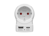 Adaptador de viaje - Hama 00223479, De EU a US, Con 2 puertos USB, 20W,  Blanco