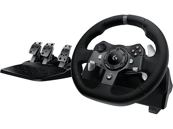 Volante - Logitech G G920 Driving Force Racing Wheel, Pedales ajustables, Para Xbox One/PC, Force Feedback, Giros de 900º, Negro