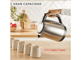 Hervidor de agua - Moulinex Subito 5 BY5S0D, 2400W, 1.7l, Diseño compacto, Filtro extraíble, Indicador de una taza, Inox