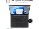Portátil - LG 17Z90SP-E.AD88B, 17 WQXGA, Intel® Core™ Evo™ Ultra 7-155H, 32 GB RAM, 1 TB SSD, GeForce RTX™ 3050, W11H, Negro Obsidiana