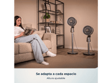 Ventilador de pie - Cecotec EnergySilence 1500 Cyclone Chantal, Circulador de aire, 50 W, Oscilación, Temporizador 12 h, Luz LED, Gris
