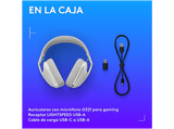 Auriculares gaming - Logitech G G321, Lightspeed-Bluetooth, Micrófono 16 kHz con varilla abatible, 20hs batería, PC, PS4-PS5, Nintendo Switch, Blanco