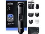 Afeitadora multifunción - Braun Todo En Uno Series 3 AIO3560, Kit De Styling 10 en 1, Lámina Afilada, 14 Longitudes, Negro