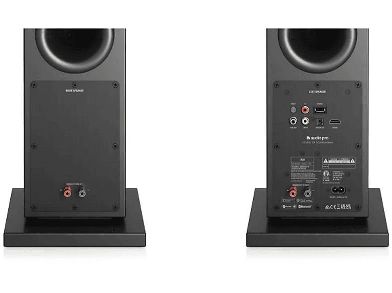Altavoces Hi-Fi - Audio Pro A38 15250 Black, 2x Altavoces, Función multisala, 2x 75 W, 5 Presintonías, Entrada óptica y salida RCA, Negro