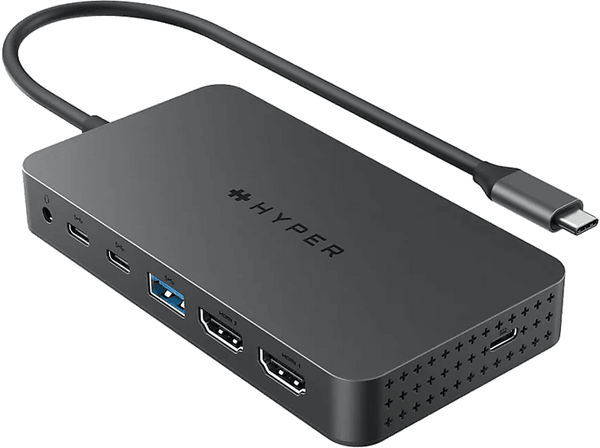 Hub USB/Concetrador - Hyper Next Dual, 7 puertos, HDMI, USB-C, USB-A, 100 W, Gris