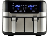 Freidora de aire - MasterPro Rocket Duo 900, 9 l, 11 programas, 2400W, Pantalla LED Táctil, Cesta Antiadherente, Inox
