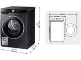 Secadora bomba de calor - Samsung DV90T6240LB/S3, 9 kg, 16 programas, Inteligencia Artificial y SmartThings™, Negro