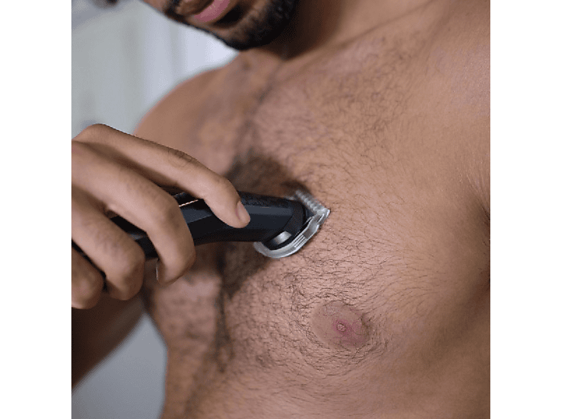 Afeitadora corporal - BaByliss MT728E, 9 Cabezales, Sin cable, Naricero y orejero,, 60 min, Negro
