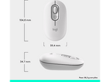 Ratón inalámbrico - Logitech Pop, 4000 ppp, Easy-Switch, Bluetooth, SmartWheel, Botones personalizables, Tecnología Silent Touch, PC-Mac, Blanco