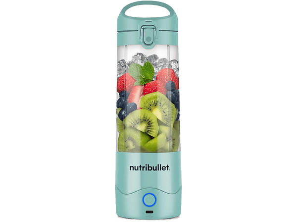 Batidora de vaso - nutribullet Portable NBP003LBL, Batidora personal, Vaso portátil 0.475 l, Asa transportable, Carga USB-C, 2000 mAh, Azul claro