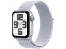 Apple Watch SE (2024), GPS, 40 mm, Caja de aluminio Plata, Vidrio delantero Ion-X, Correa Loop deportiva Azul nube