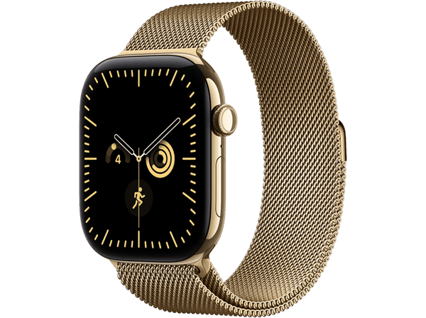 Apple Watch Series 12 (2026), GPS+CEL, 46mm, Caja de titanio Oro brillante, Correa Milanese Loop Oro brillante, Talla S/M, Siri AI