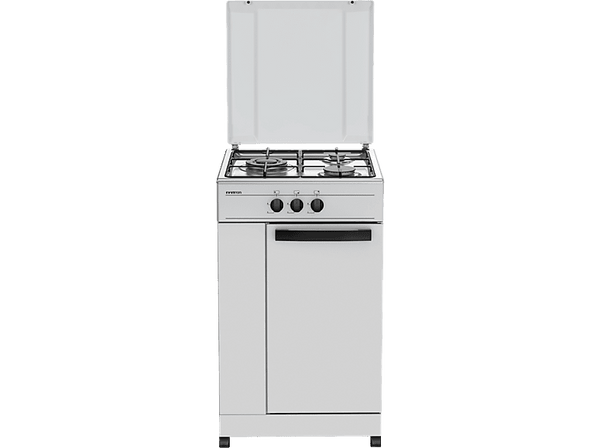 Cocina a gas - Infiniton CC3FB, 3 Zonas, Gas natural, Control mecánico, Blanco