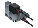 Cable USB - Baseus Dura, USB a USB-C, 100 cm, 60W, Carga rápida, Ultrarresistente, Negro y Rojo