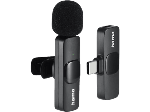 Micrófono - Hama 4680, De solapa, USB Tipo C, Negro