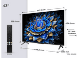 TV QLED 43 - TCL 43T69C, UHD 4K, Procesador AiPQ, Smart TV, DVB-T2, Negro