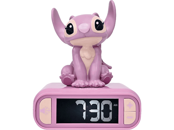 Despertador - Lexibook Stitch, Pantalla LCD Retroiluminada, 6 Tonos, Rosa