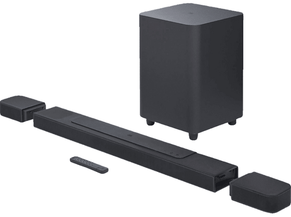 Barra de sonido - JBL Bar 1000, Bluetooth, Subwoofer inalámbrico, 880 W, Canales 7.1.4, Negro