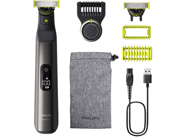 Barbero -  Philips One Blade Pro QP6552/15, maquinilla de afeitar cara y cuerpo, cuchilla 360, uso en seco y mojado, 20 longitudes,  autonomía 120 min