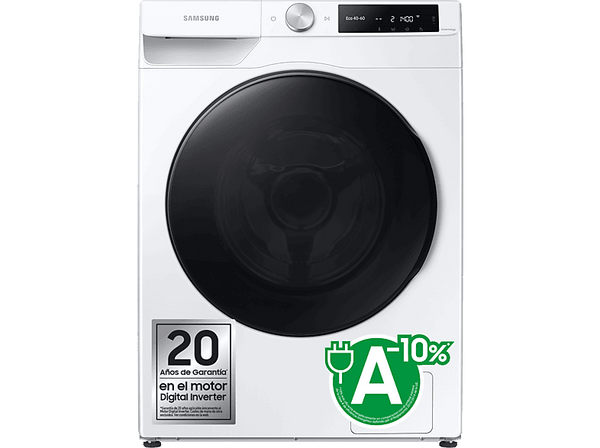 Lavadora secadora - Samsung WD11DG6B85BEU3, 11kg, 6kg, 1400 rpm, Autodosificación, AI Wash, Air Wash, Blanco