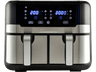 Freidora de aire - MasterPro Rocket Duo 900, 9 l, 11 programas, 2400W, Pantalla LED Táctil, Cesta Antiadherente, Inox