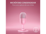 Micrófono - Razer Seiren V3 Mini, Cable USB tipo A a tipo C, Condensador supercardioide, Rosa cuarzo
