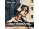 Auriculares inalámbricos - Sony WH-CH520, Bluetooth, 50 horas de autonomía, Carga rápida, 360 Audio, Conexión multipunto, Cascos diadema, Amarillo