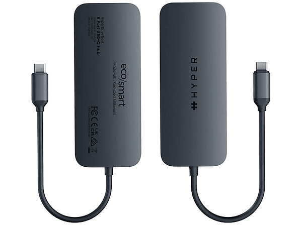 Hub USB/Concentrador - Hyper HD4004GL, 8 puertos, HDMI 4K, USB-C, USB-A, microSD, SD, Azul noche