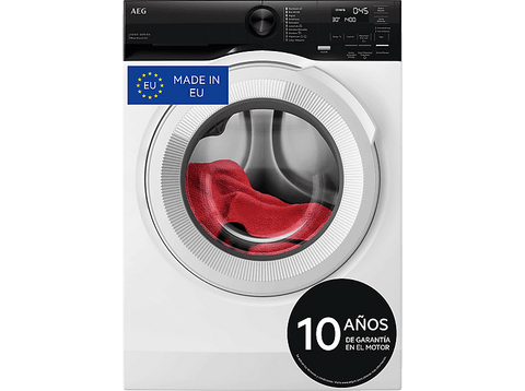 Lavadora carga frontal - AEG LFE6G54H2B, 10.5 kg, 1400 rpm, 10 programas, Ciclo rápido 45 min, Higiene con Vapor, Blanco