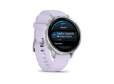 Reloj deportivo - Garmin Venu 4, Morado, 41mm, Pantalla 1.2, Autonomía 10 Días, Alineación del Sueño, Correa de Silicona