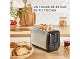 Tostadora - Moulinex Subito 5 LT5S0D, 1200w, 2 ranuras, 7 niveles de tostado, Bandeja recogemigas, Descongela y recalienta, Inox