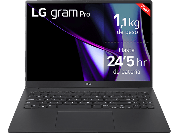 Portátil - LG 16Z90SP-K.AA75B, 16", WQXGA+, Intel® Evo™ Edition Core™ Ultra 7-155H, 16 GB RAM, 512 GB SSD, Arc™, W11H, Negro Obsidiana