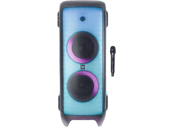 Altavoz de gran potencia - Vieta Pro Party 50, 1200W, Micrófono inlámbrico, Hasta 10 hs, IPX4, Negro