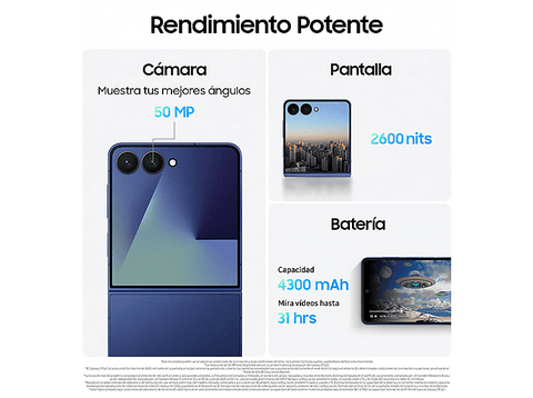 Móvil - Samsung Galaxy Z Flip7, Azul, 256 GB, 12 GB RAM, 6.9
