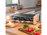 Raclette - Cecotec Cheese&Grill 8200 Wood Black, 1200 W, Placa antiadherente, 8 Sartenes incluidos, Wood Black